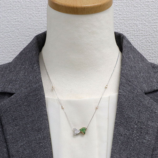 サルトロ/SARTORO K18WG/PG グロッシュラーライトガーネット ダイヤモンド ペンダントネックレス 0.52ct D0.55ct リボン