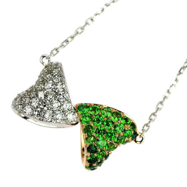 サルトロ/SARTORO K18WG/PG グロッシュラーライトガーネット ダイヤモンド ペンダントネックレス 0.52ct D0.55ct リボン