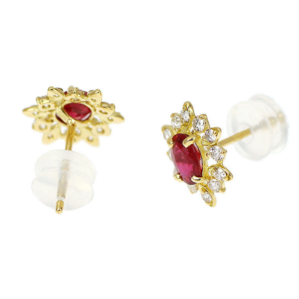 K18YG ルビー ダイヤモンド ピアス 0.50ct D0.26ct