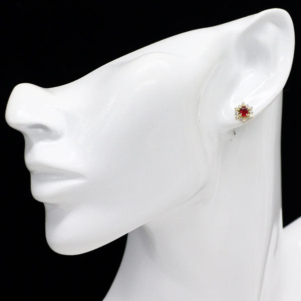 K18YG ルビー ダイヤモンド ピアス 0.50ct D0.26ct