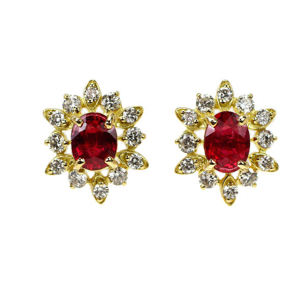 K18YG ルビー ダイヤモンド ピアス 0.50ct D0.26ct