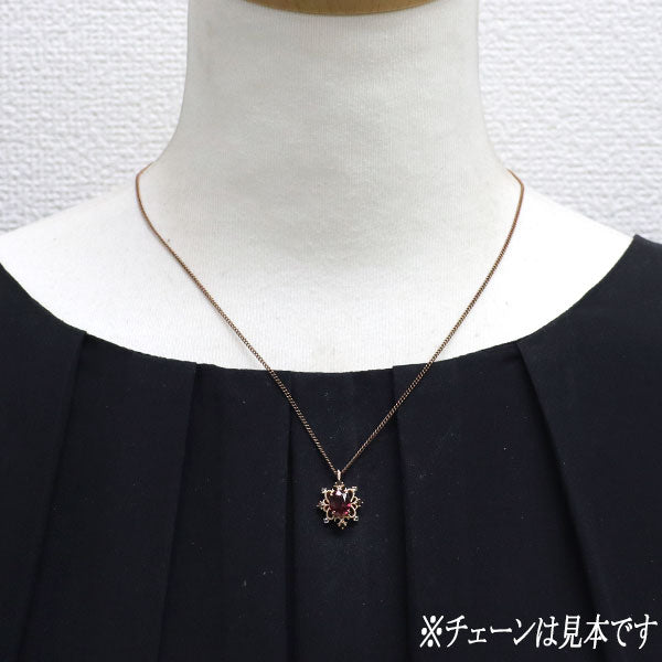 K18PG ガーネット ダイヤモンド ペンダントトップ 2.14ct D0.10ct