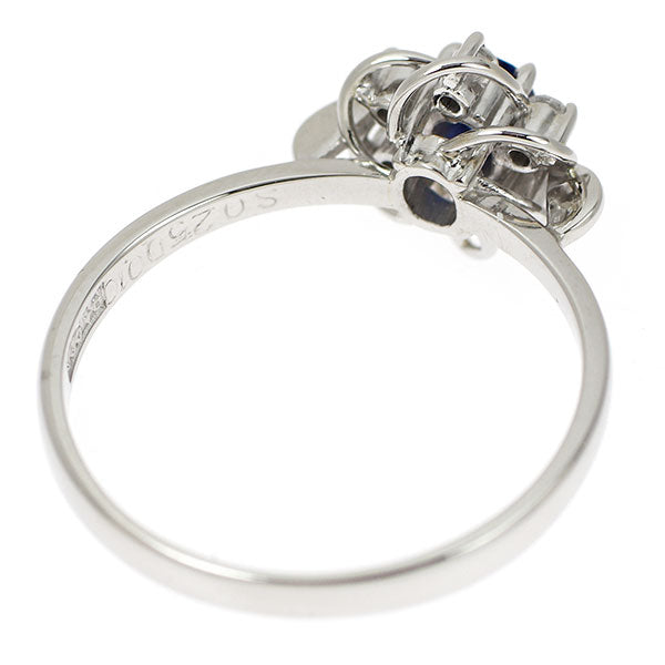 Pt900 サファイア ダイヤモンド リング 0.25ct D0.10ct フラワー