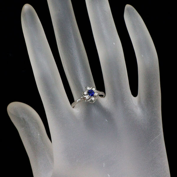 Pt900 サファイア ダイヤモンド リング 0.25ct D0.10ct フラワー