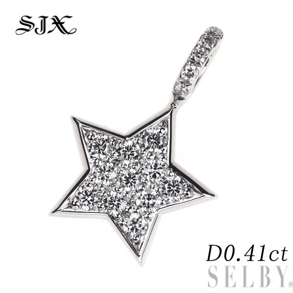 SJX K18WG ダイヤモンド ペンダントトップ 0.41ct スター 星