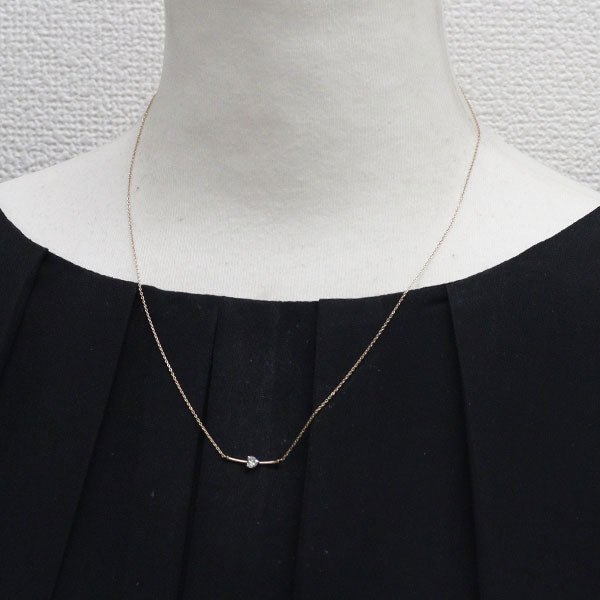 K18PG ハートシェイプ ダイヤモンド ペンダントネックレス 0.15ct
