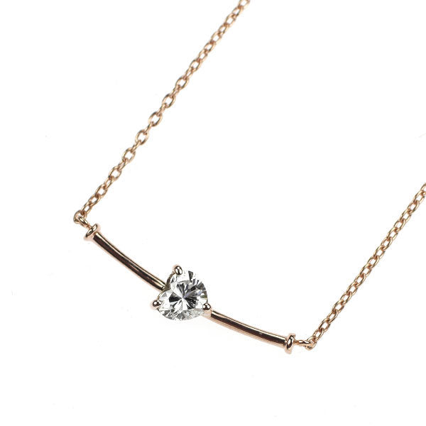 K18PG ハートシェイプ ダイヤモンド ペンダントネックレス 0.15ct