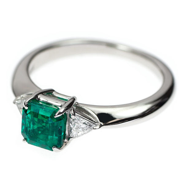 田崎真珠 Pt900 コロンビア産 F1 エメラルド ダイヤモンド リング 0.88ct D0.13ct 《セルビー銀座店》【中古】
