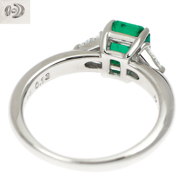 田崎真珠 Pt900 コロンビア産 F1 エメラルド ダイヤモンド リング 0.88ct D0.13ct 《セルビー銀座店》【中古】