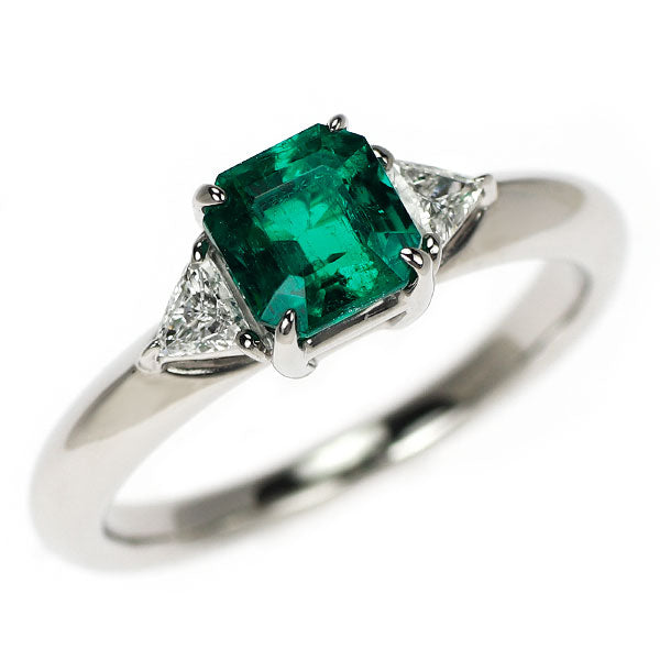 田崎真珠 Pt900 コロンビア産 F1 エメラルド ダイヤモンド リング 0.88ct D0.13ct 《セルビー銀座店》【中古】