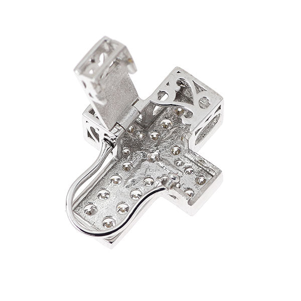 ゆきざき K18WG ダイヤモンド ペンダントトップ 0.61ct ダブルトップ クロス