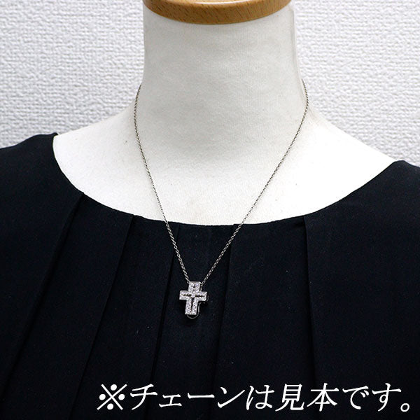 ゆきざき K18WG ダイヤモンド ペンダントトップ 0.61ct ダブルトップ クロス