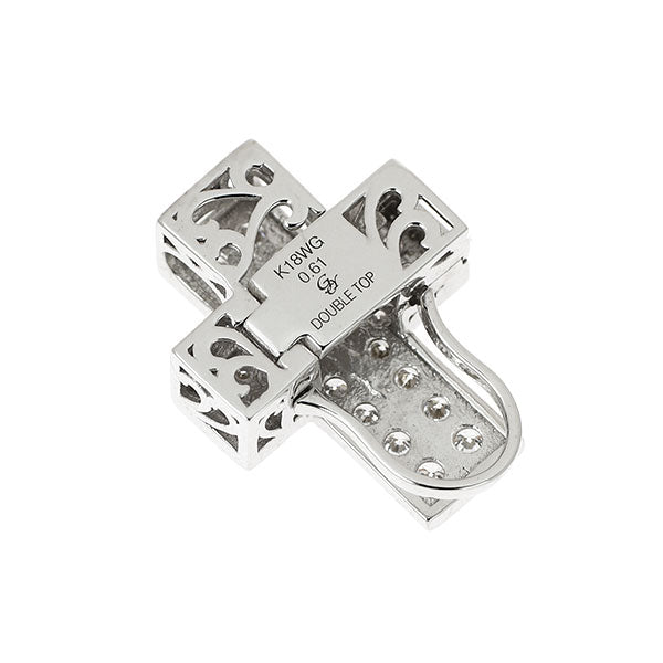 ゆきざき K18WG ダイヤモンド ペンダントトップ 0.61ct ダブルトップ クロス