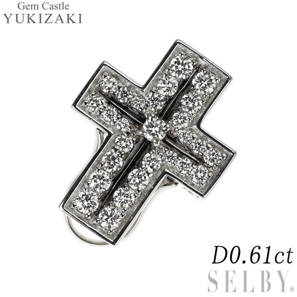 ゆきざき K18WG ダイヤモンド ペンダントトップ 0.61ct ダブルトップ クロス