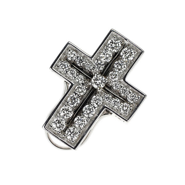 ゆきざき K18WG ダイヤモンド ペンダントトップ 0.61ct ダブルトップ クロス