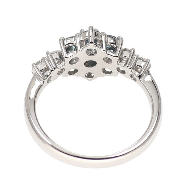 Pt900 カラーレス/トリートブルー ダイヤモンド リング 1.00ct フラワー