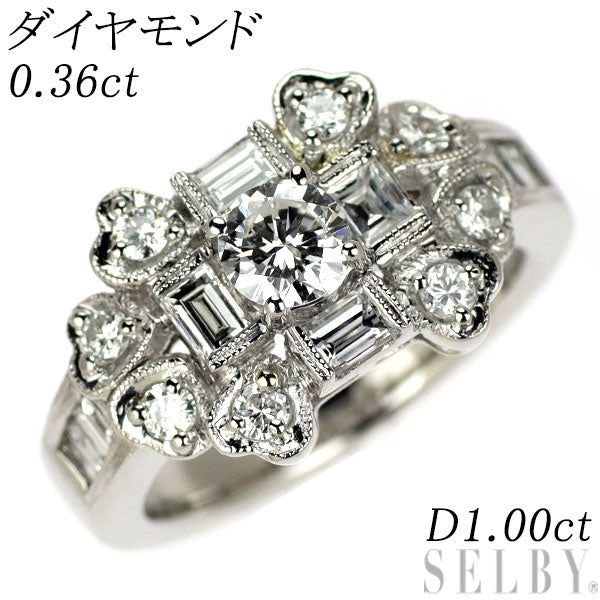 Pt900 ダイヤモンド リング 0.36ct D1.00ct