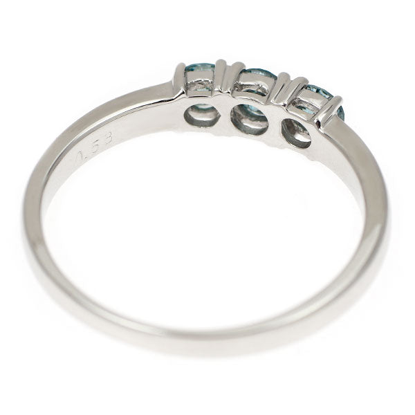 Pt900 トリートブルー ダイヤモンド リング 0.53ct スリーストーン 一文字