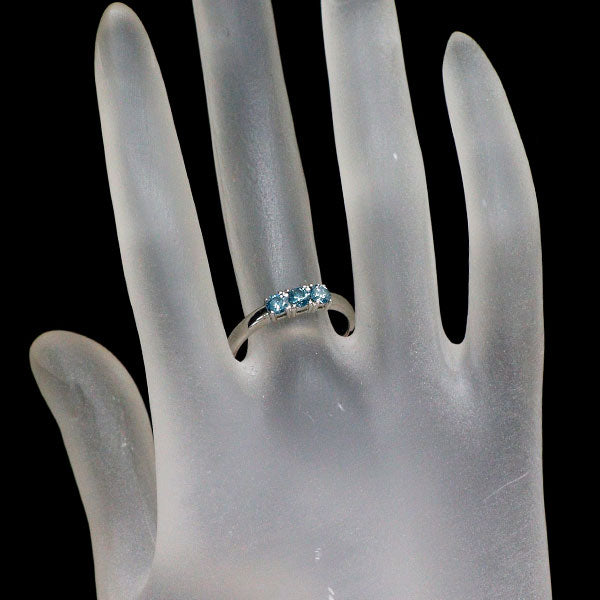 Pt900 トリートブルー ダイヤモンド リング 0.53ct スリーストーン 一文字