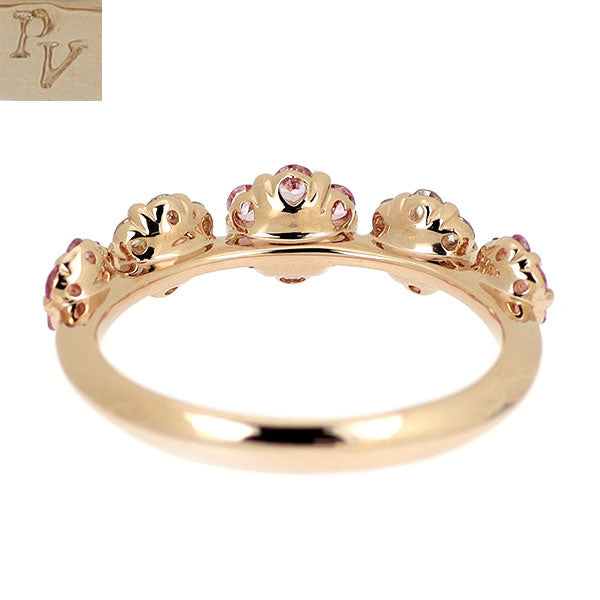 ポンテヴェキオ K18PG ピンクサファイア ダイヤモンド リング 0.28ct D0.20ct フラワー