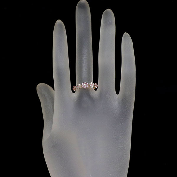 ポンテヴェキオ K18PG ピンクサファイア ダイヤモンド リング 0.28ct D0.20ct フラワー