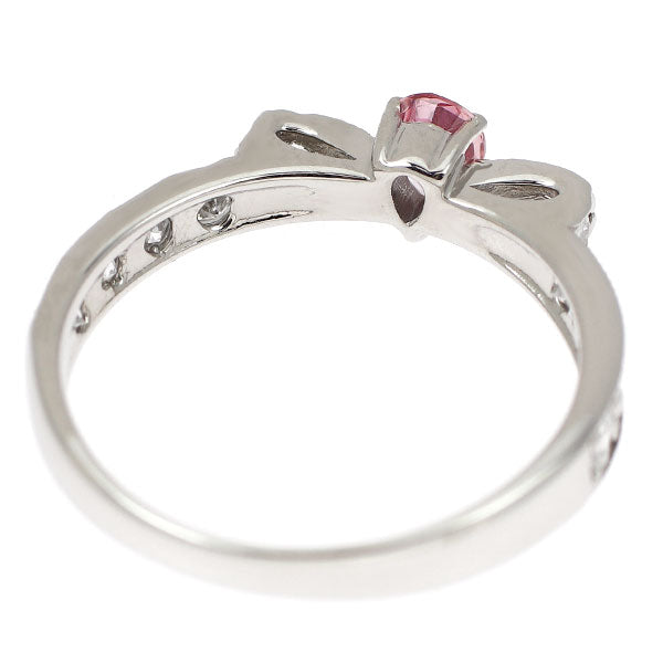 Pt900 ピンク サファイア ダイヤモンド リング 0.200ct D0.48ct リボン