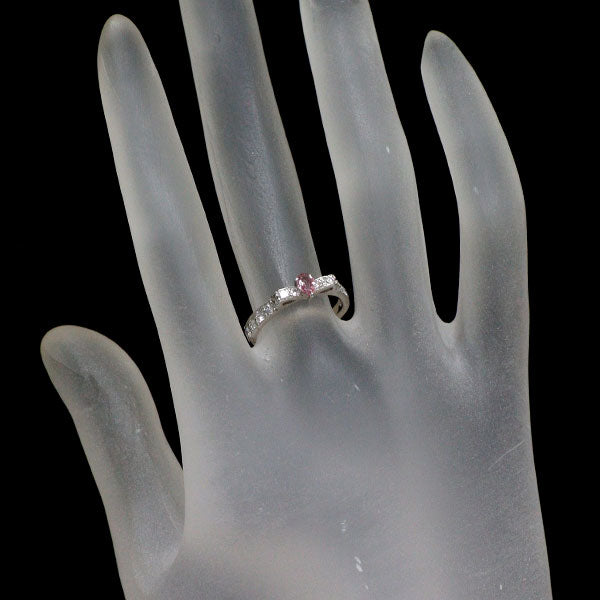 Pt900 ピンク サファイア ダイヤモンド リング 0.200ct D0.48ct リボン