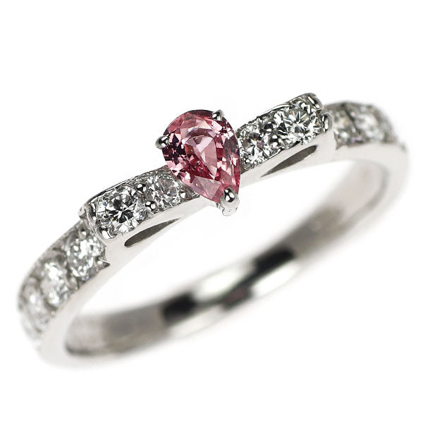 Pt900 ピンク サファイア ダイヤモンド リング 0.200ct D0.48ct リボン