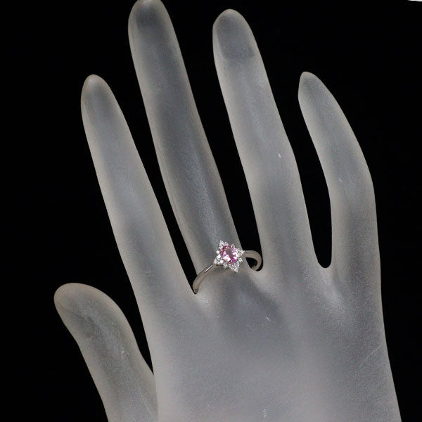 Pt900 ピンク サファイア ダイヤモンド リング 0.32ct D0.06ct