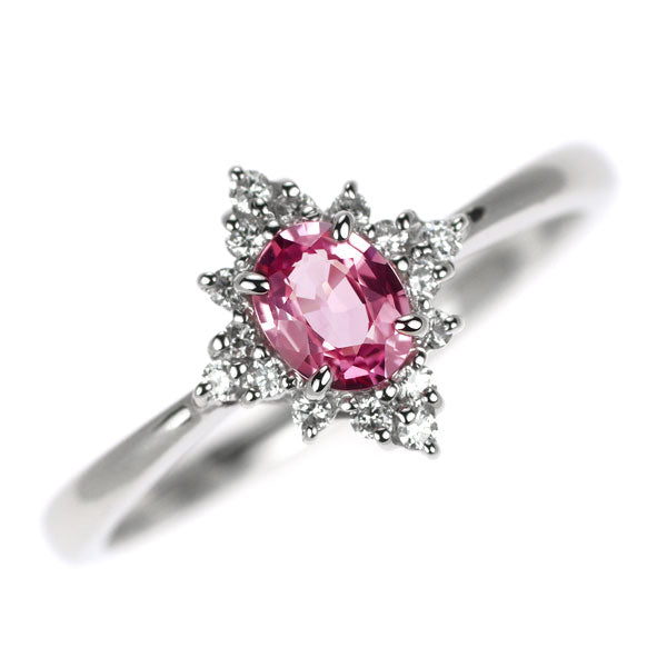 Pt900 ピンク サファイア ダイヤモンド リング 0.32ct D0.06ct