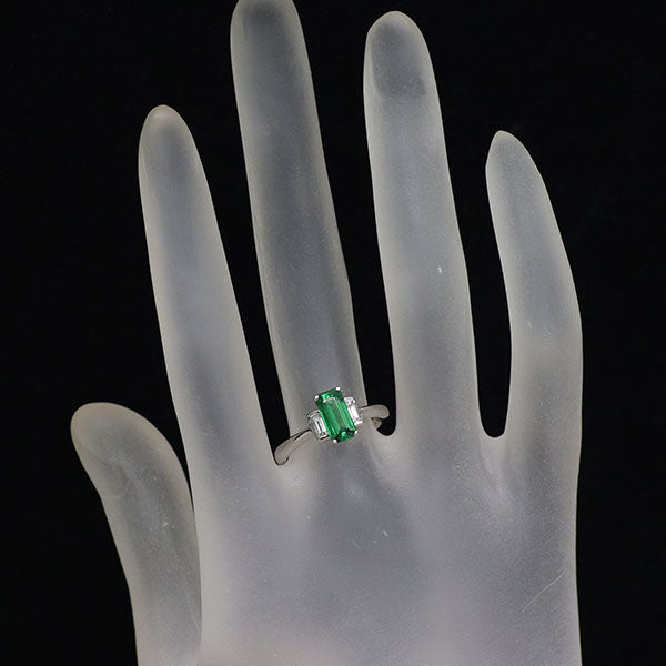 三越 Pt900 グロッシュラーライトガーネット/ツァボライト ダイヤモンド リング 1.24ct D0.21ct