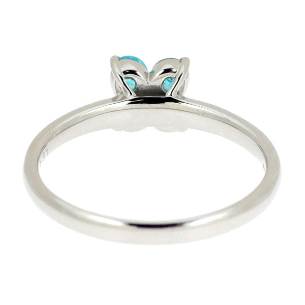 K18WG パライバトルマリン ダイヤモンド リング 0.31ct D0.01ct フラワー