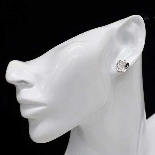K18WG ブラック/カラーレス ダイヤモンド ピアス BD0.10ct D0.46ct リンゴ パヴェ
