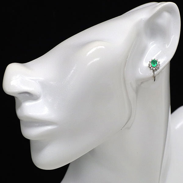 Pt900 エメラルド ダイヤモンド イヤリング D0.34ct