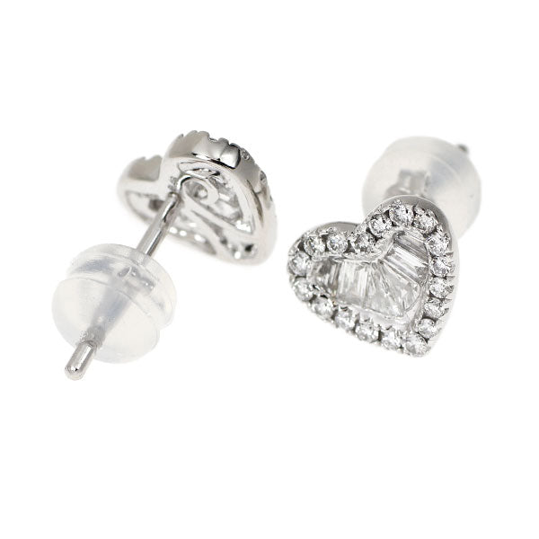 K18WG ダイヤモンド ピアス 0.92ct ハート