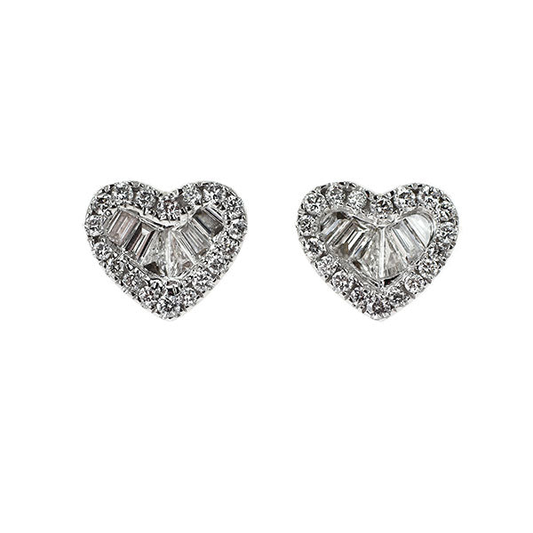 K18WG ダイヤモンド ピアス 0.92ct ハート