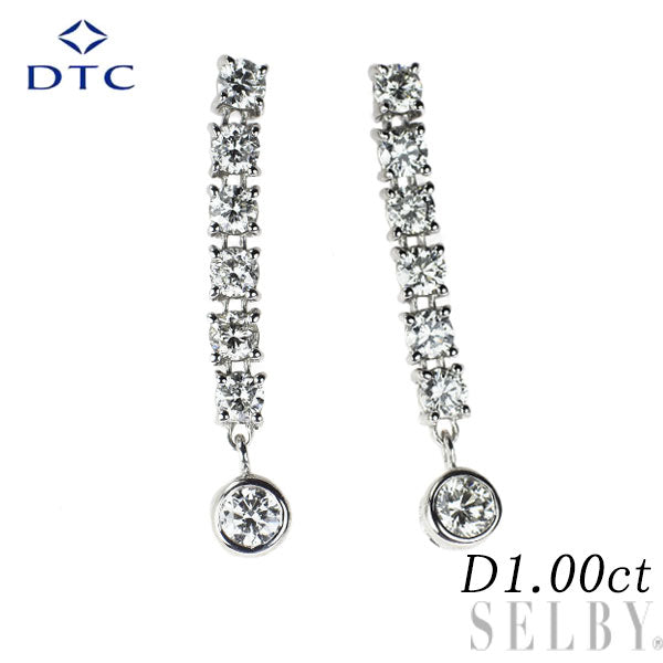 DTC K18WG ダイヤモンド ピアス 1.00ct LINE