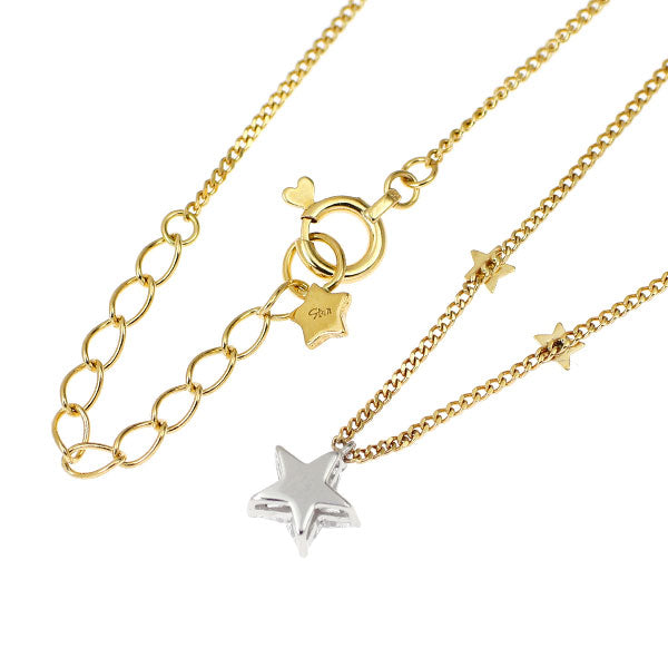スタージュエリー K18YG/Pt950 ダイヤモンド ペンダントネックレス 0.10ct スター 星
