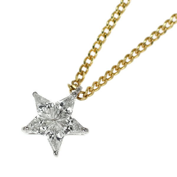 スタージュエリー K18YG/Pt950 ダイヤモンド ペンダントネックレス 0.10ct スター 星