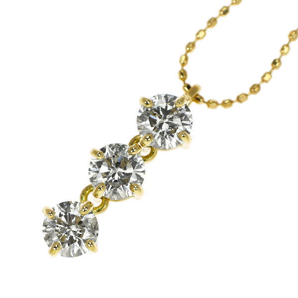 K18YG ダイヤモンド ペンダントネックレス 1.002ct スリーストーン