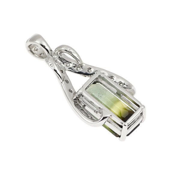 Pt900 パーティーカラートルマリン ダイヤモンド ペンダントトップ 3.59ct D0.16ct