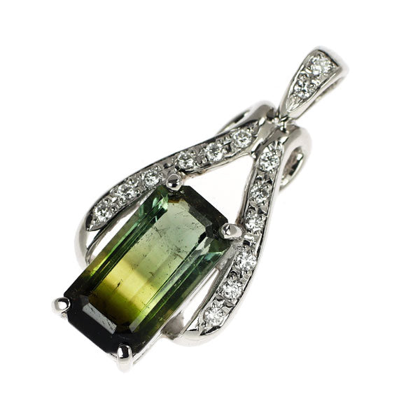 Pt900 パーティーカラートルマリン ダイヤモンド ペンダントトップ 3.59ct D0.16ct