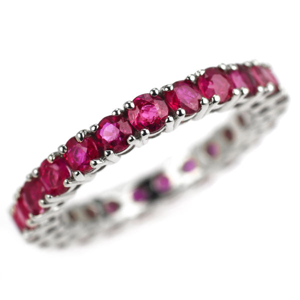 K18WG ルビー リング 3.02ct フルエタニティ