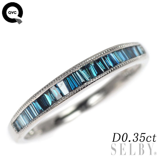 QVC K18WG トリートブルー ダイヤモンド リング 0.35ct ハーフエタニティ