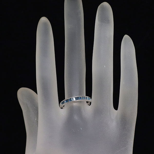 QVC K18WG トリートブルー ダイヤモンド リング 0.35ct ハーフエタニティ