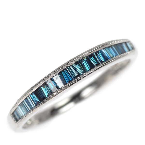 QVC K18WG トリートブルー ダイヤモンド リング 0.35ct ハーフエタニティ