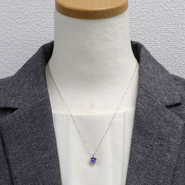 Pt900/ Pt850 タンザナイト ダイヤモンド ペンダントネックレス 1.00ct D0.02ct
