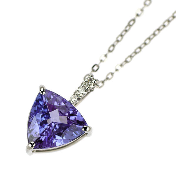 Pt900/ Pt850 タンザナイト ダイヤモンド ペンダントネックレス 1.00ct D0.02ct