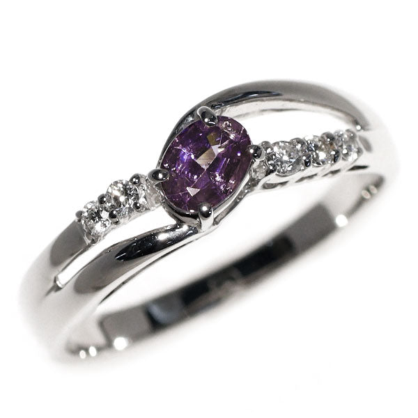 希少 K18WG アレキサンドライト ダイヤモンド リング 0.32ct D0.09ct