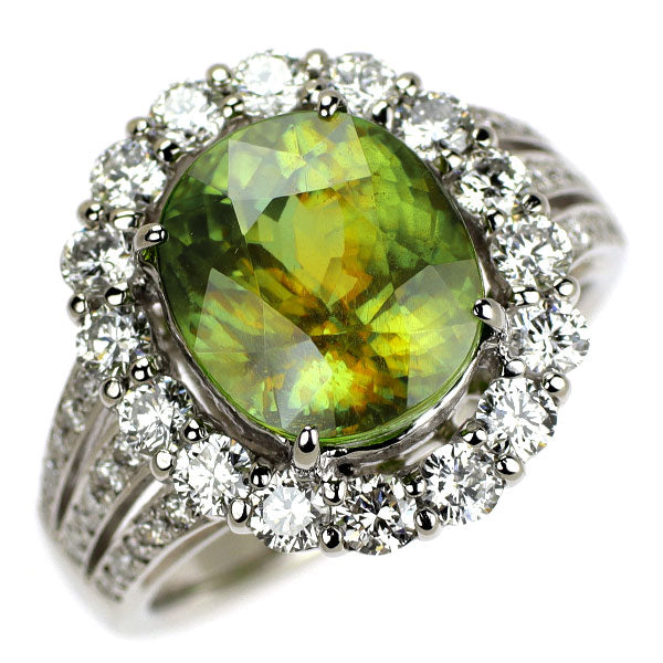 Pt900 スフェーン ダイヤモンド リング 5.03ct D1.13ct